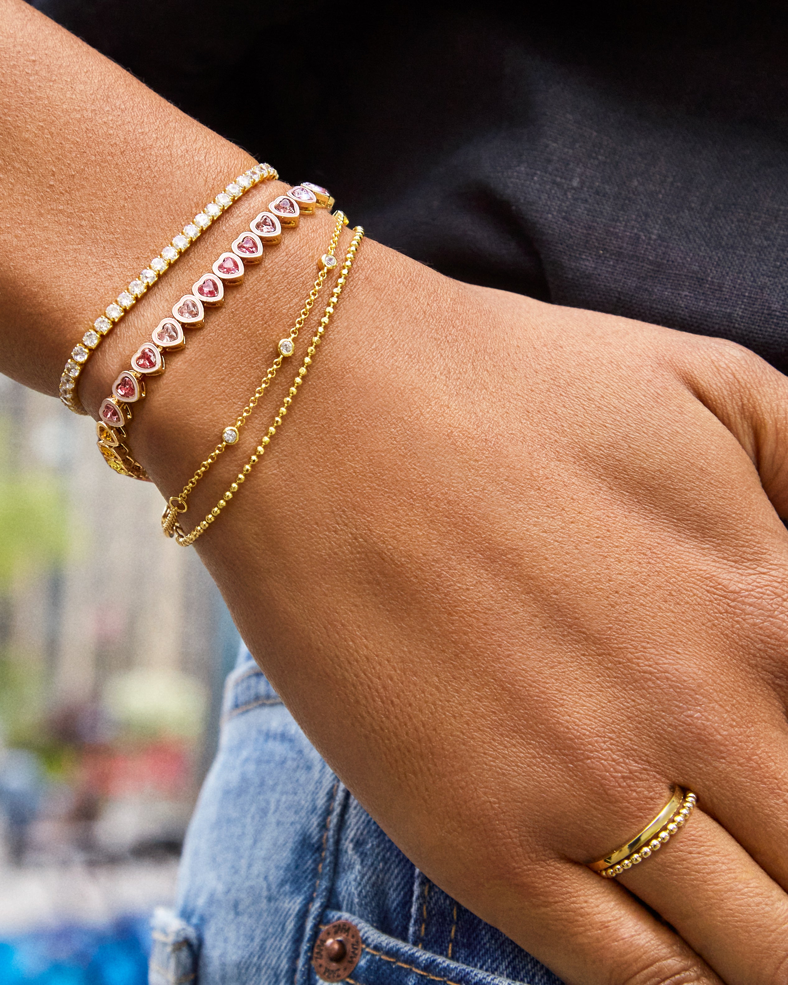 18K Gold Bracelet - Classic Bezel Stones