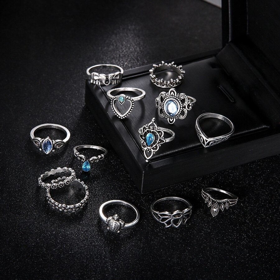 Fashion Hollow Lotus Crown Animal Tortoise Rings