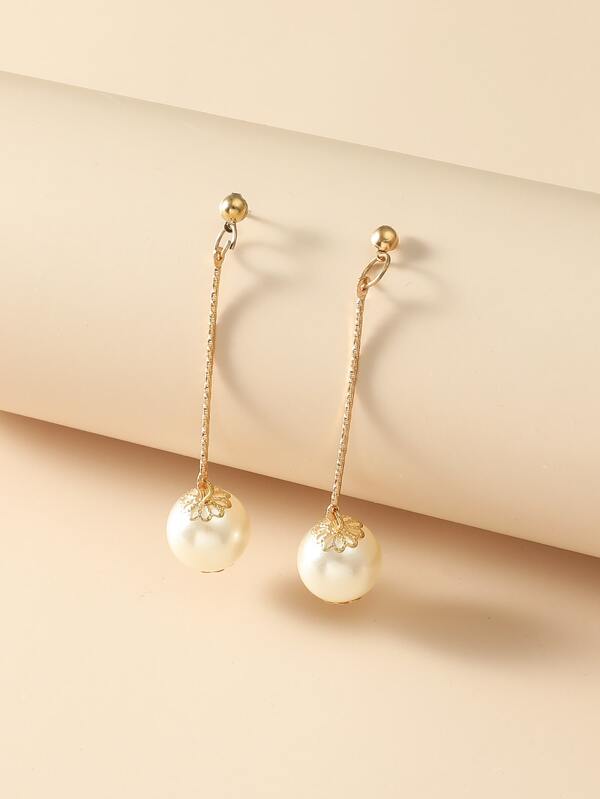 Faux Pearl Decor Drop Earrings