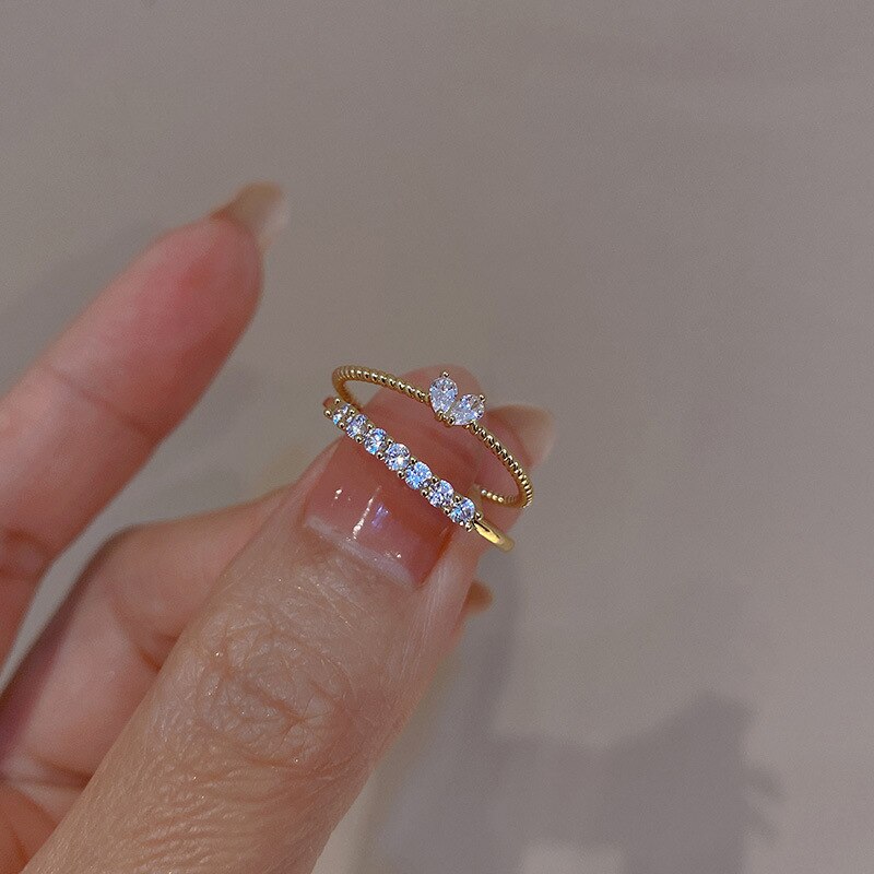New Fashion Crystal Heart Shaped Rings