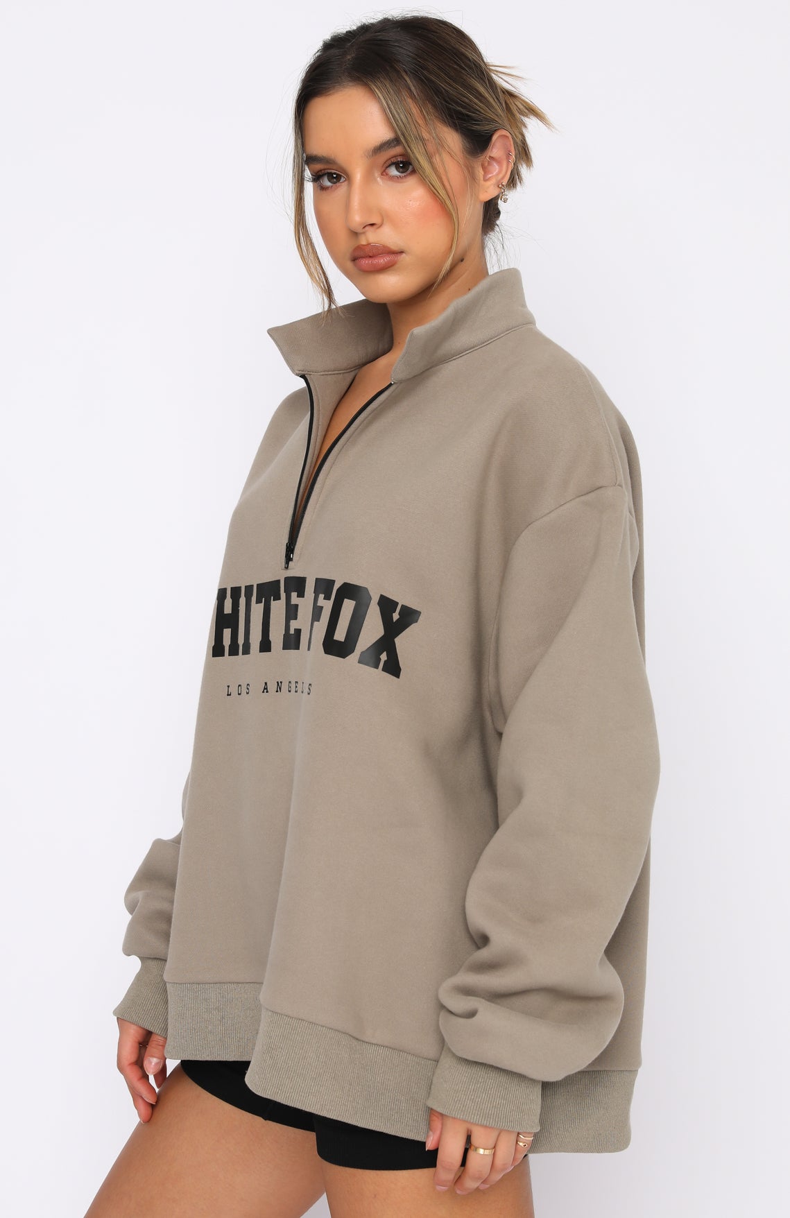 High Standard Zip Front Sweater Mocha
