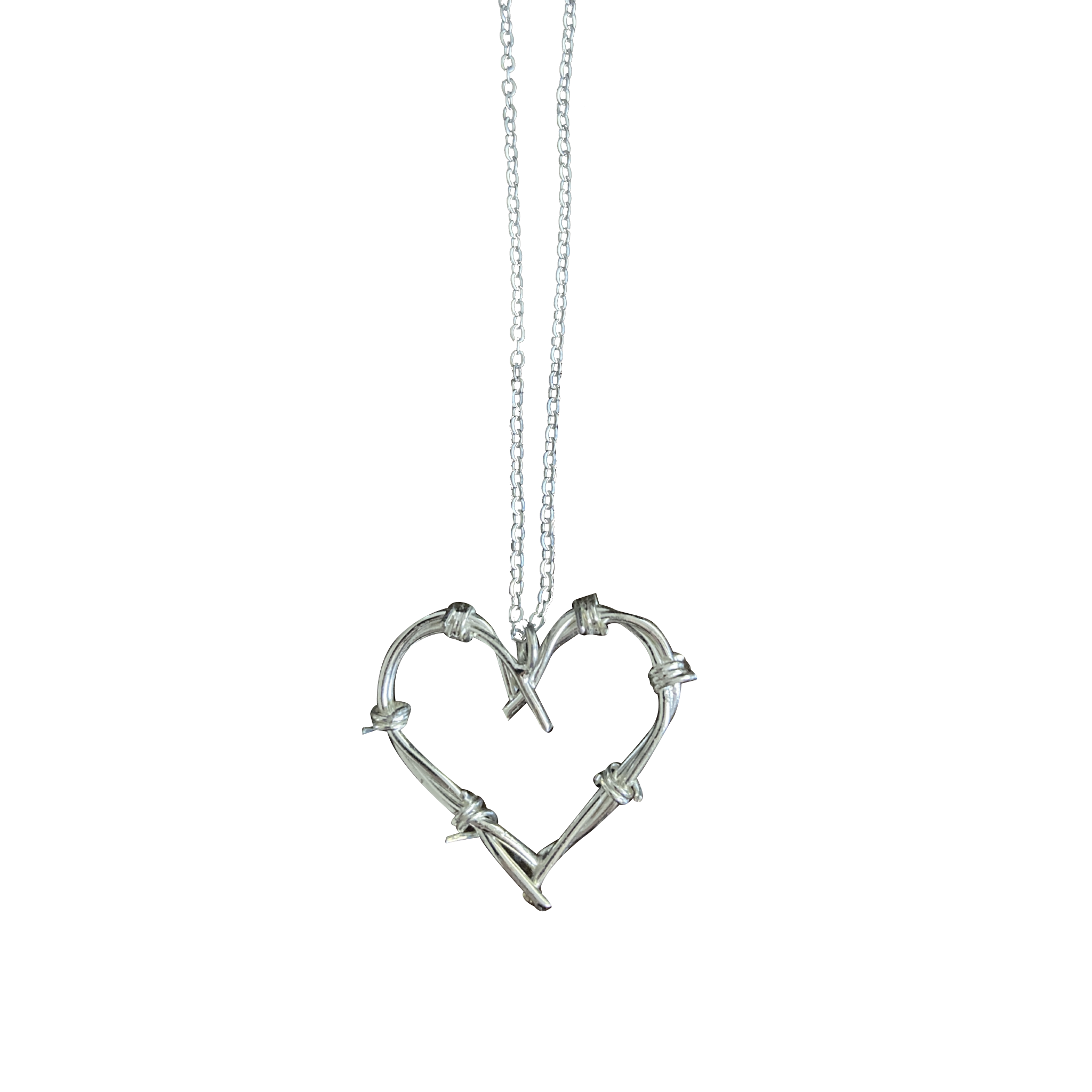 Karol G Silver Barbed Wire Heart Pendant Necklace