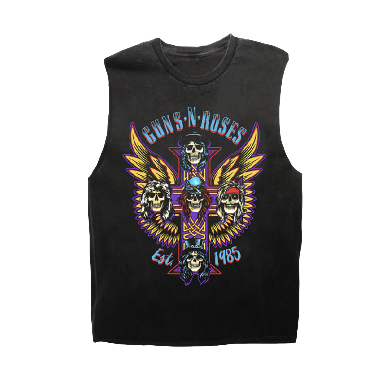Guns N' Roses Winged Cross Skate Style Muscle T-Shirt