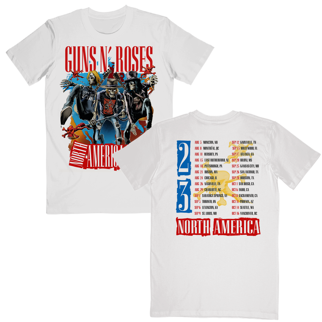 Guns N' Roses Admat 2023 Itinerary White T-Shirt