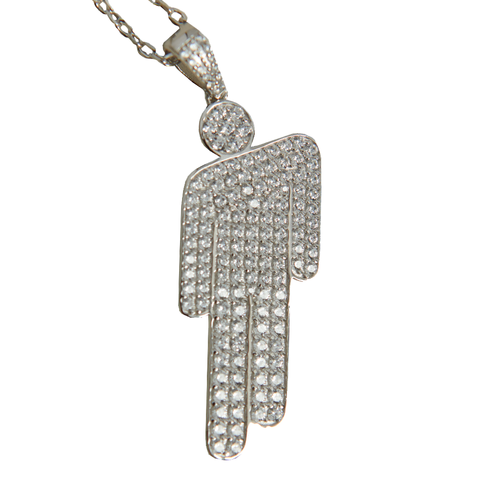 Blohsh Pendant Jeweled Sterling Silver Necklace