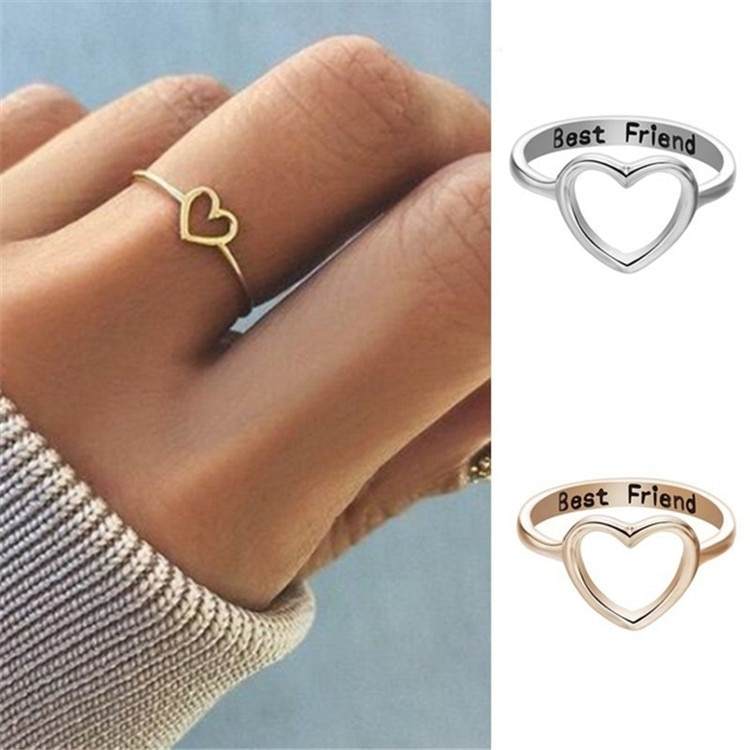 Best friends good friend hollow heart ring