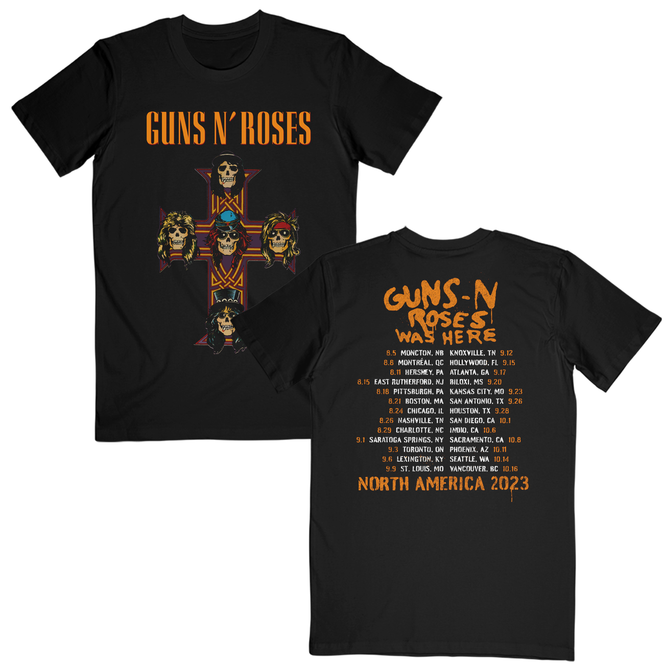 Guns N' Roses Purple N Gold Cross Black T-Shirt