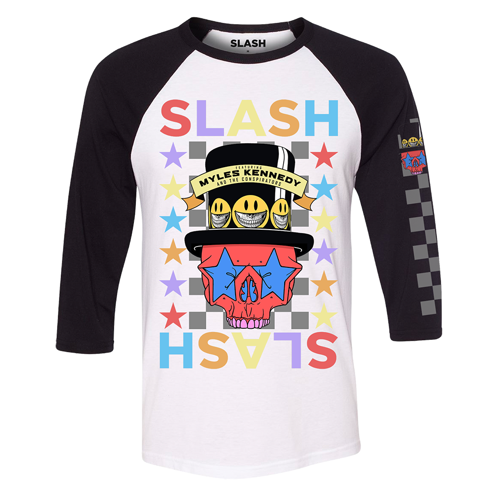 Slash Stars and Skull Hat Raglan T-Shirt