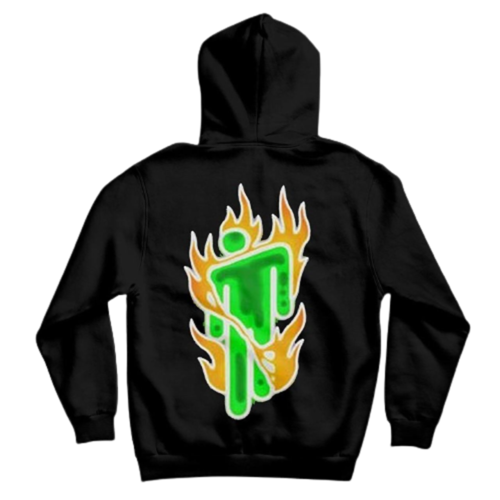 Billie Eilish Black Airbrush Flames Blohsh Hoodie