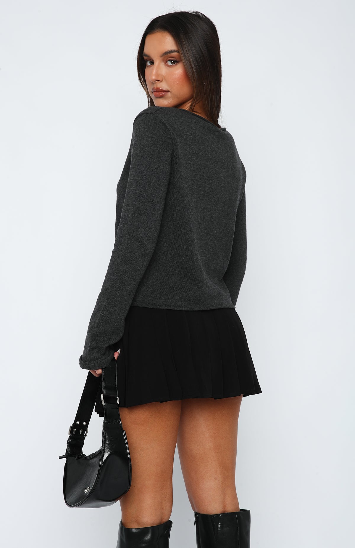 Unique Love Knit Sweater Dark Charcoal