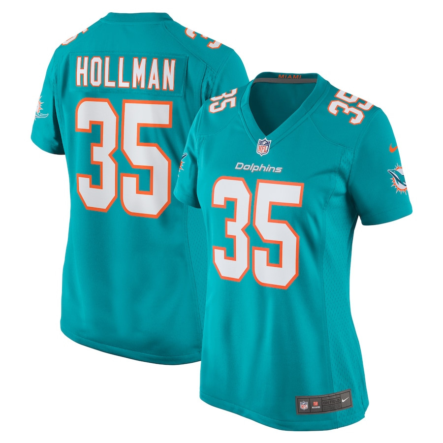 Ka'Dar Hollman 35 Miami Dolphins Home Game Aqua NFL Jersey Women's