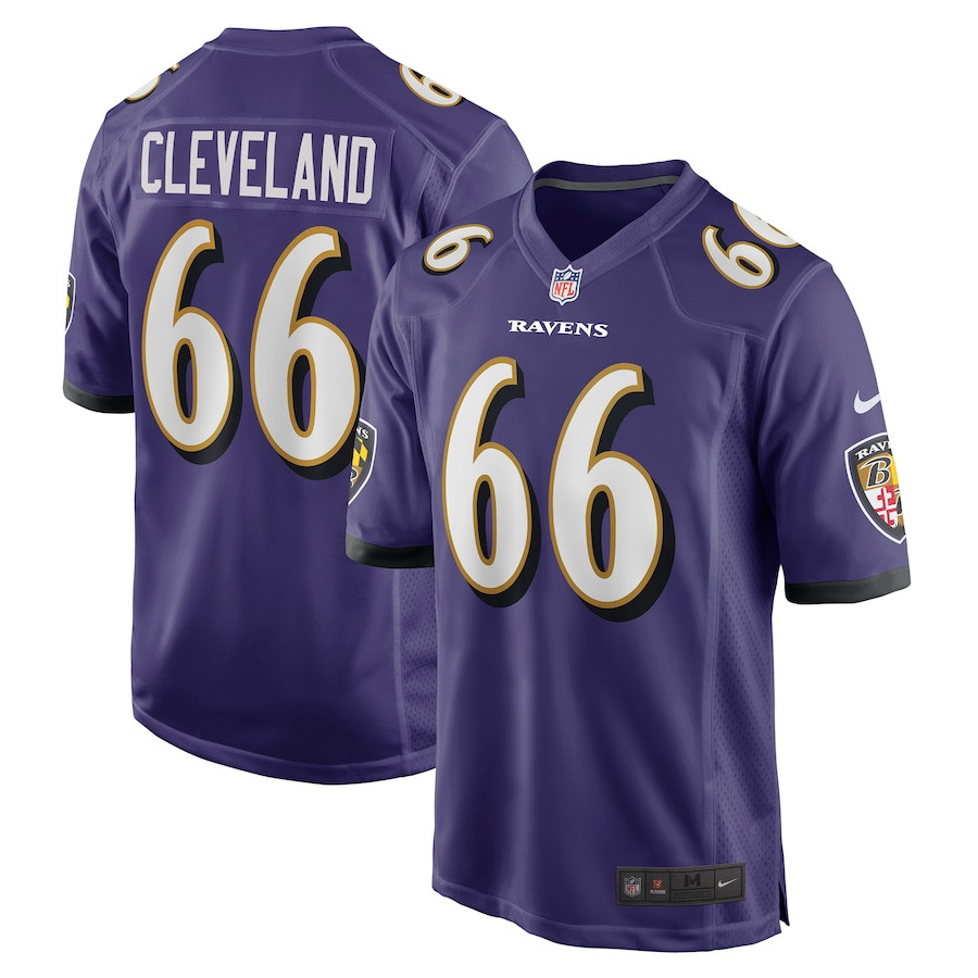 Ben Cleveland 66 Baltimore Ravens Game Purple NFL Jersey Men's