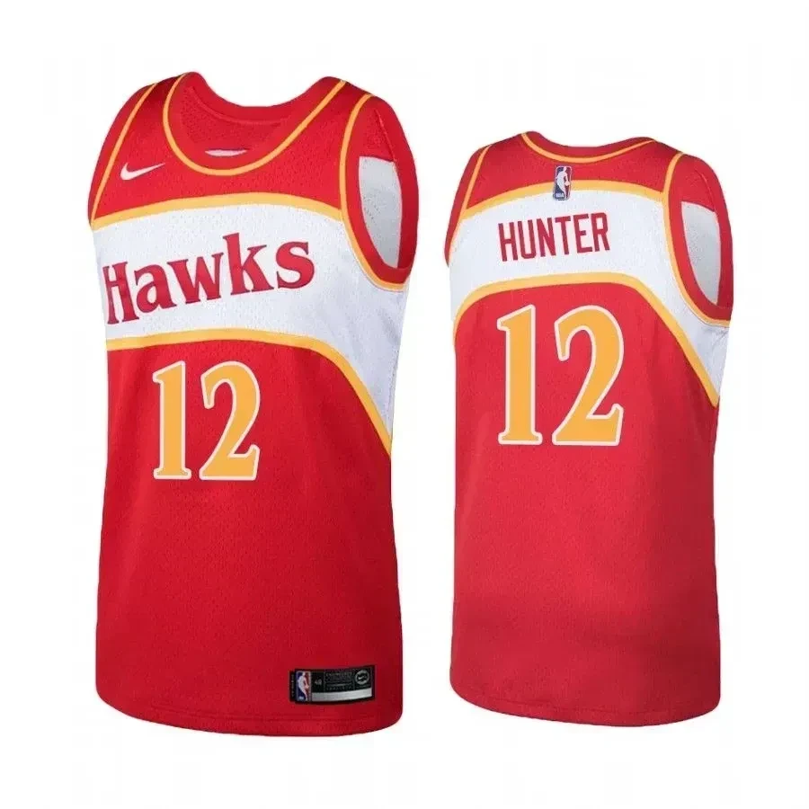 Atlanta Hawks 12 De'andre Hunter Hardwood Classics Red NBA Jersey Men's