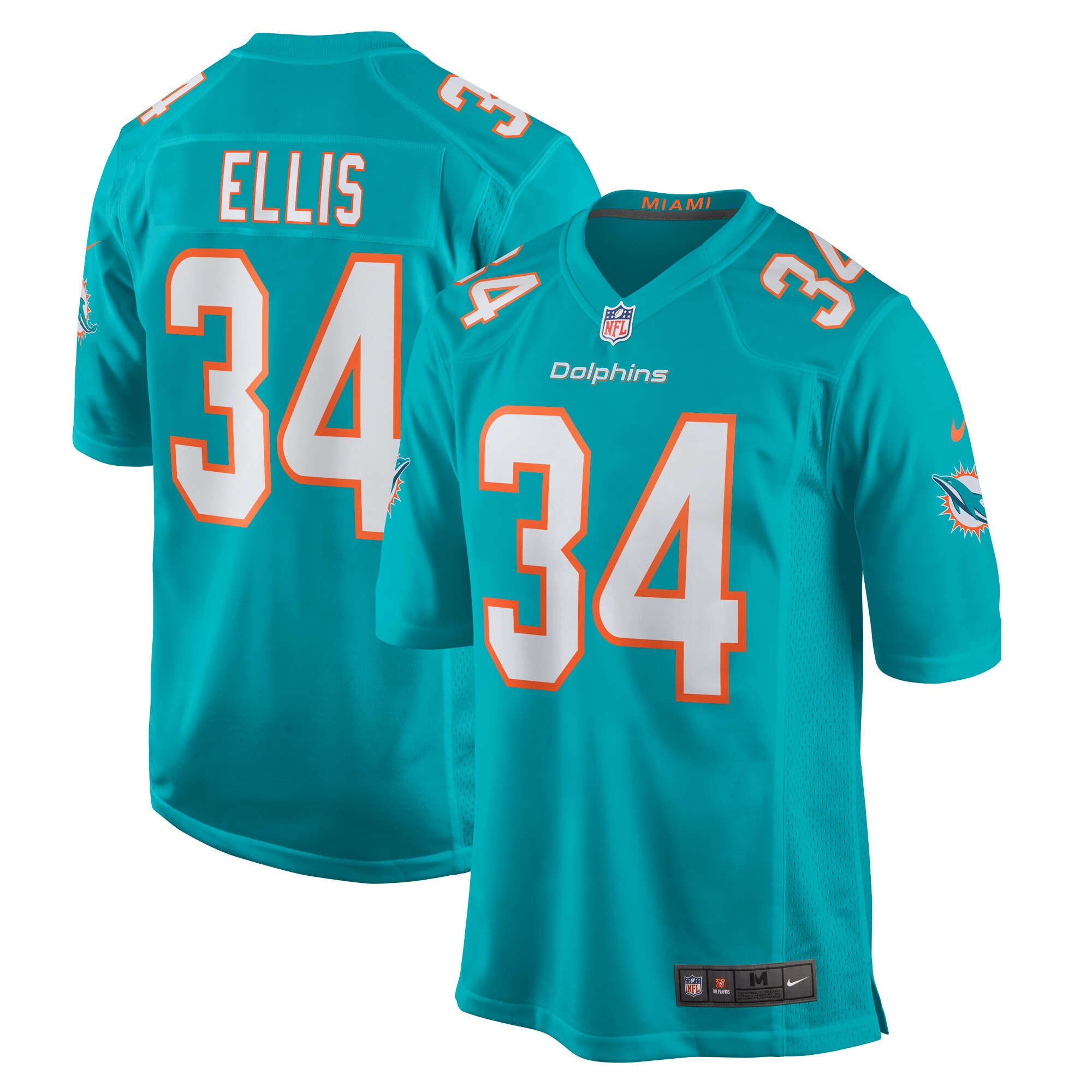 Miami Dolphins Tino Ellis Aqua Home Game Player NFL Jersey Men's