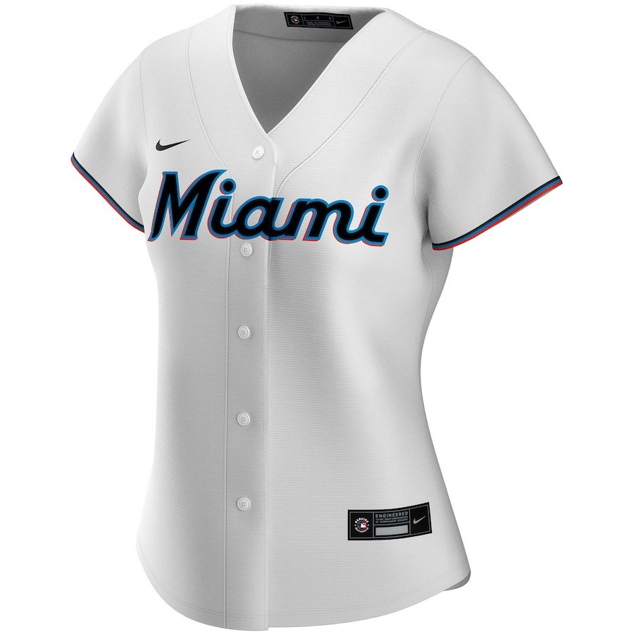 Miami Marlins Home Custom White MLB Jersey Women's
