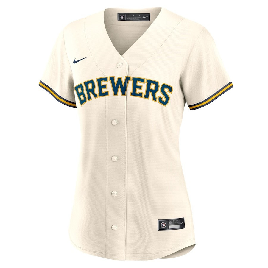 Milwaukee Brewers Home Blank Cream MLB Jersey Women's