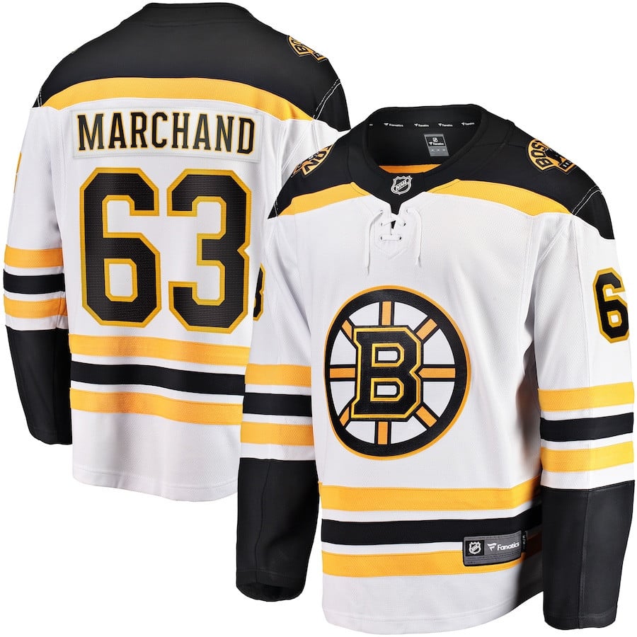 Brad Marchand 63 Boston Bruins Away Breakaway White NHL Jersey Men's