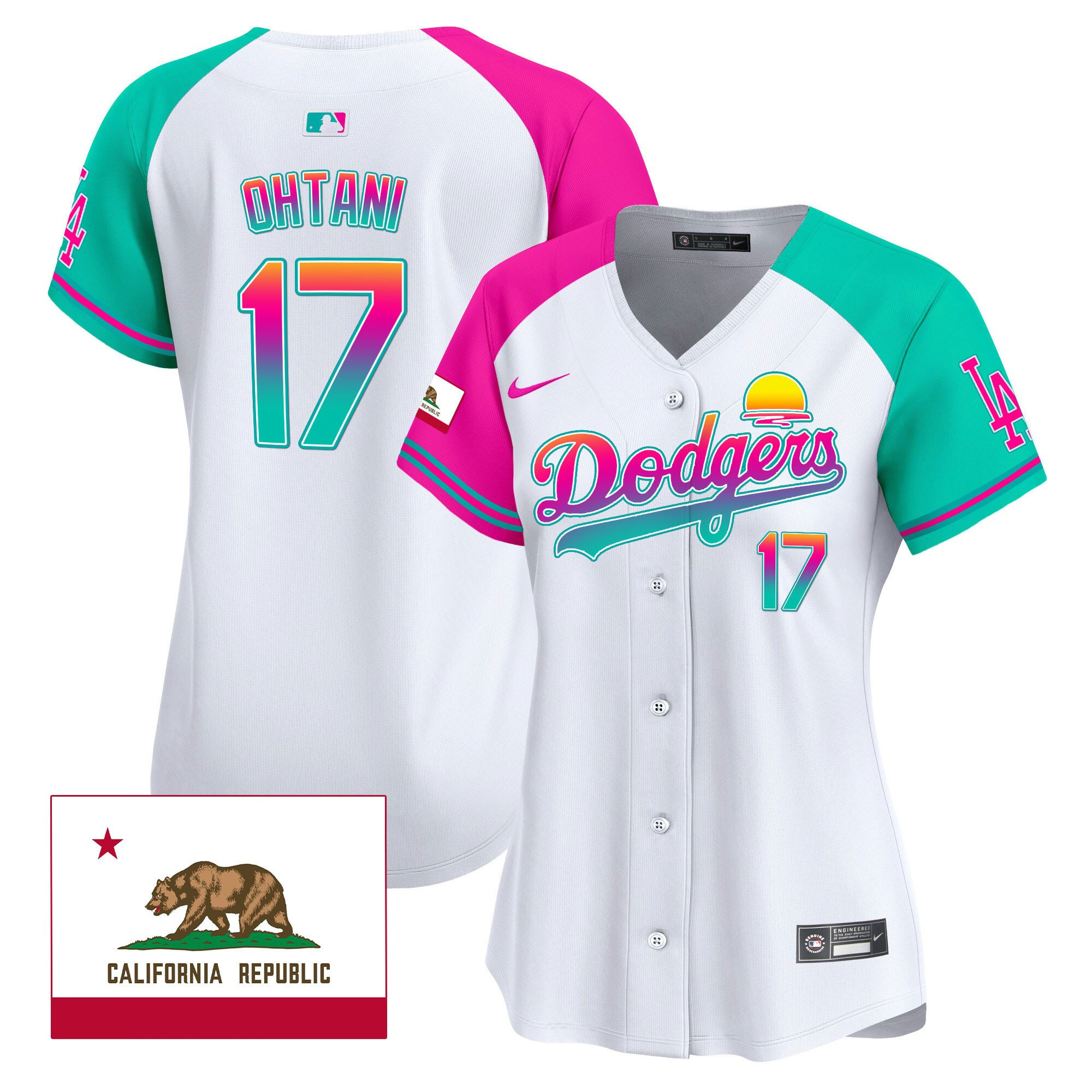 Shohei Ohtani 17 Los Angeles Dodgers 2024 Los Angeles City Style California Republic Patch Alternate MLB Jersey Women's