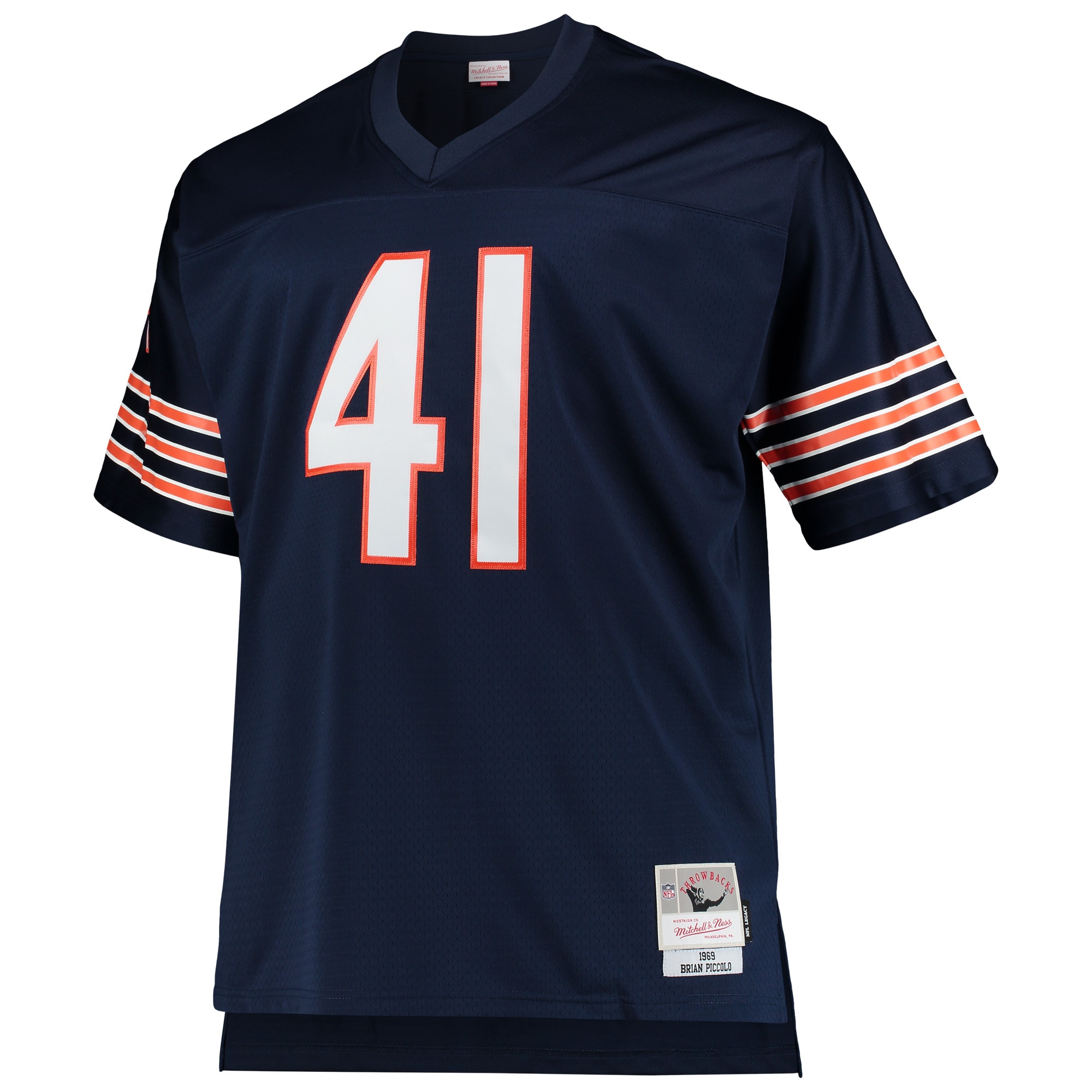 Chicago Bears Brian Piccolo Mitchell Ness Navy Big Tall 1969 Retired Player NFL Jersey Men's