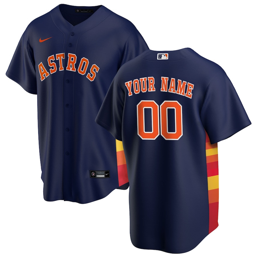 Houston Astros Alternate Custom Navy MLB Jersey Men's