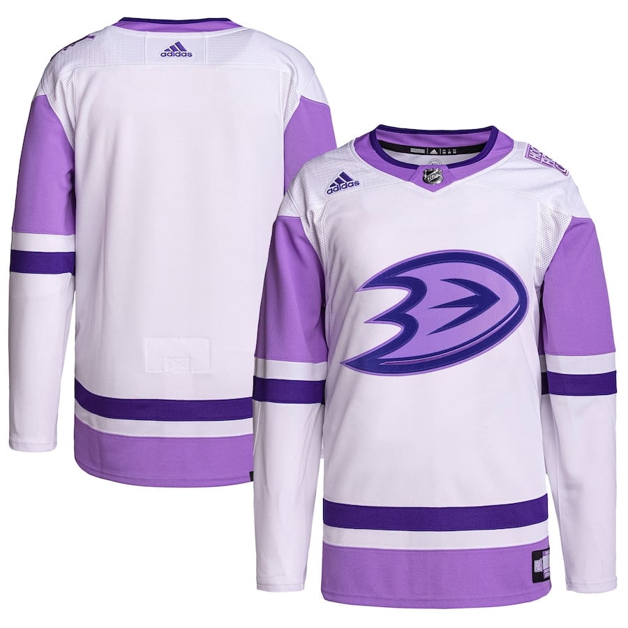 Anaheim Ducks Fights Cancer Primegreen White/Purple NHL Jersey Men's