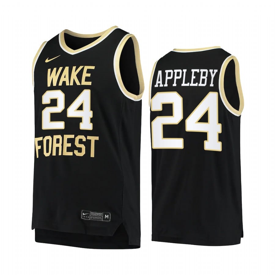 Wake Forest Demon Deacons Tyree Appleby 24 College Black Uniform NCAA Jersey Men's