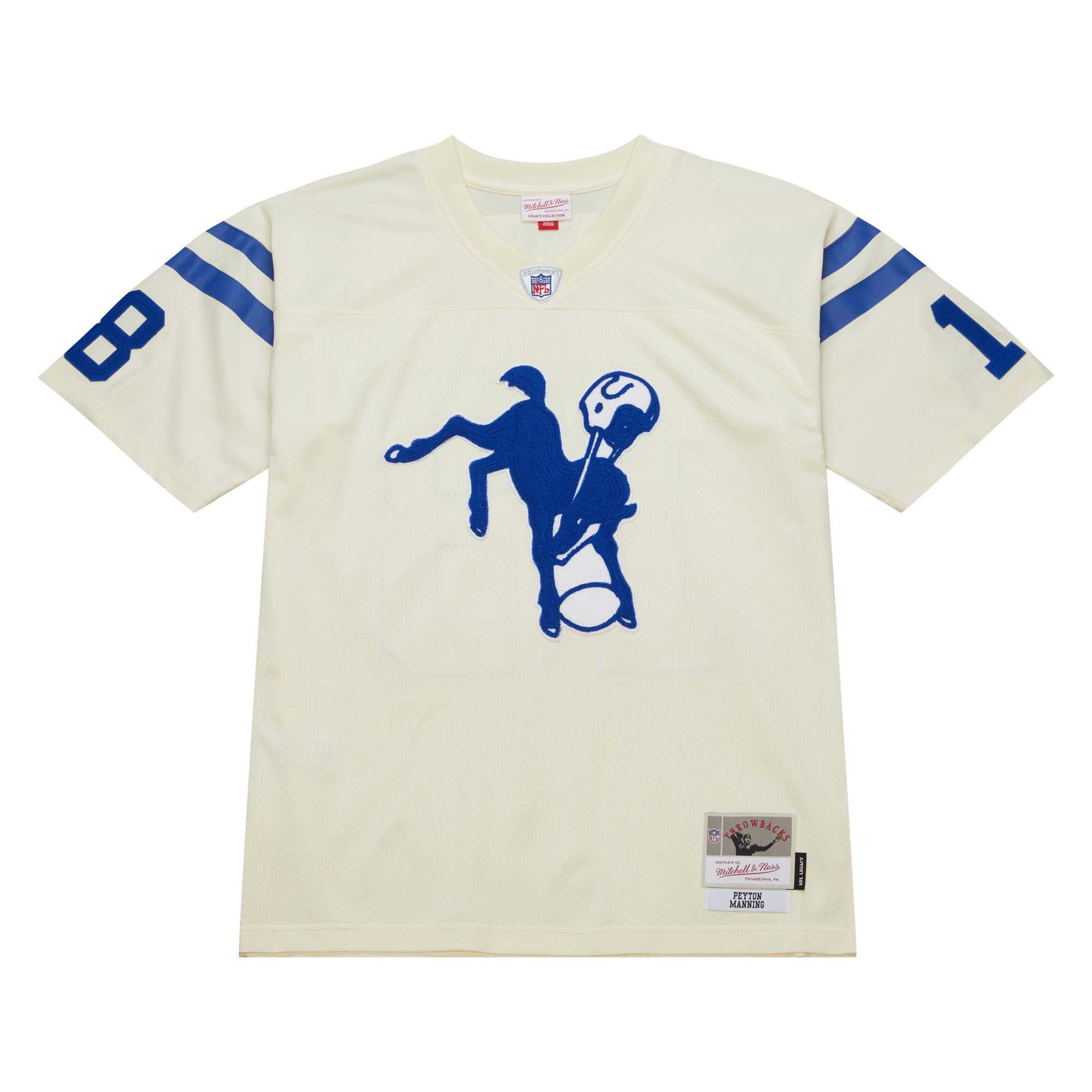 Indianapolis Colts Peyton Manning Mitchell Ness Cream Chainstitch Legacy NFL Jersey Men's