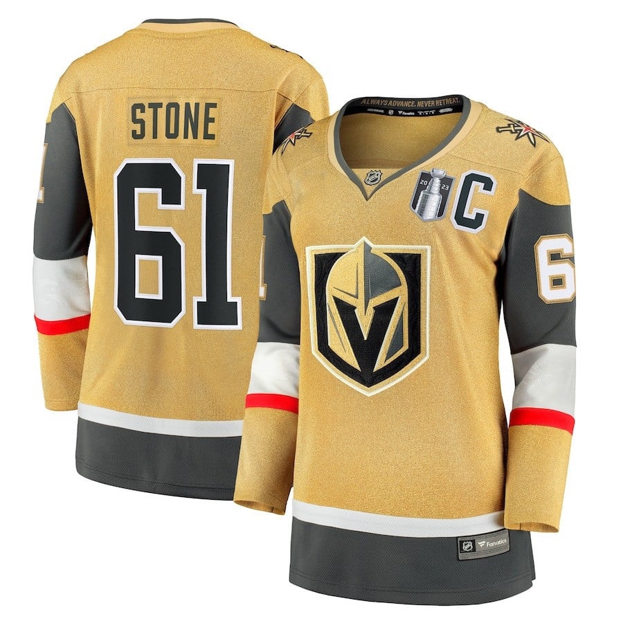 Mark Stone 61 Vegas Golden Knights 2023 Stanley Cup Final Home Breakaway Player Gold NHL Jersey Women's