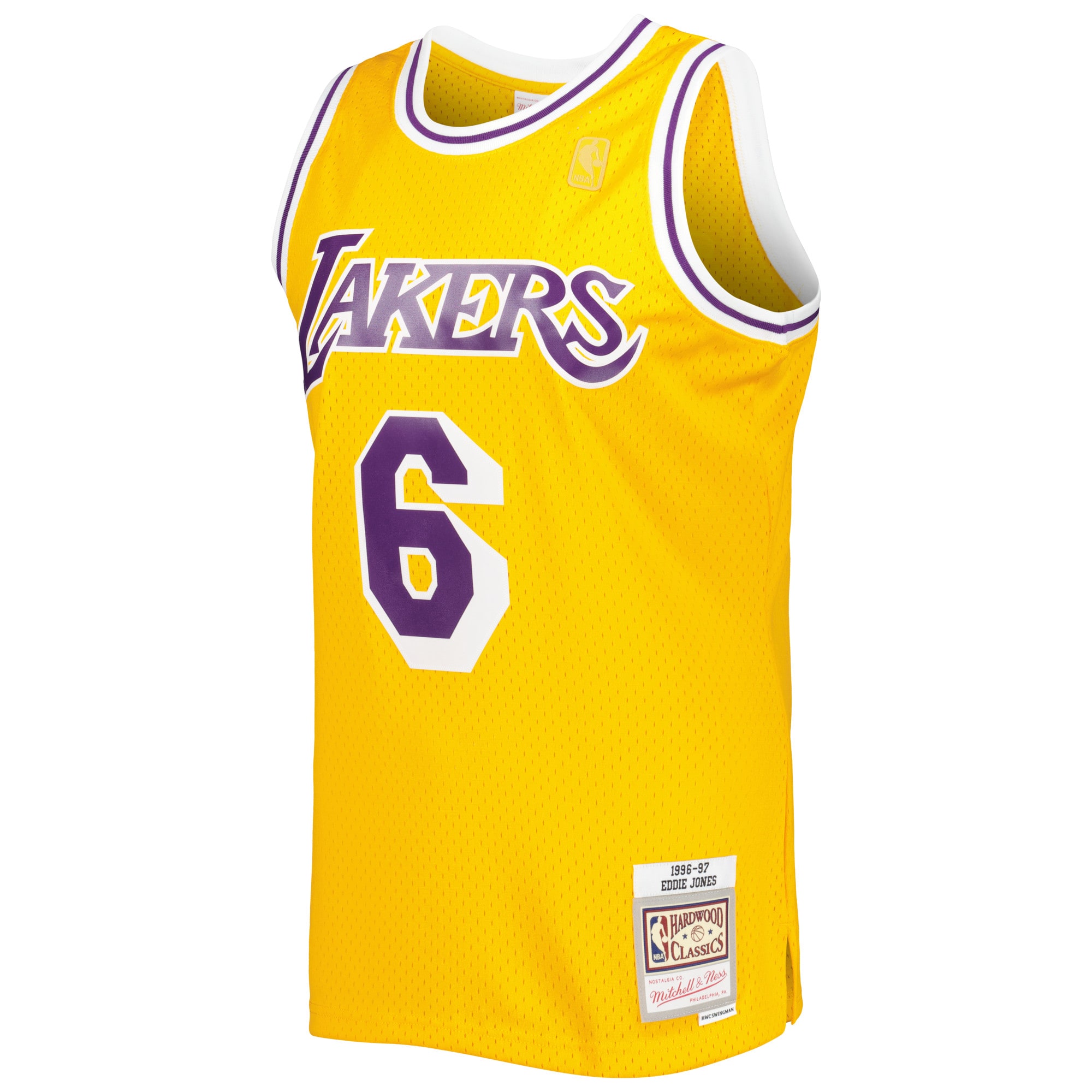 Mitchell Ness Eddie Jones Gold Los Angeles Lakers 1996/97 Hardwood Classics Swingman NBA Jersey Men's