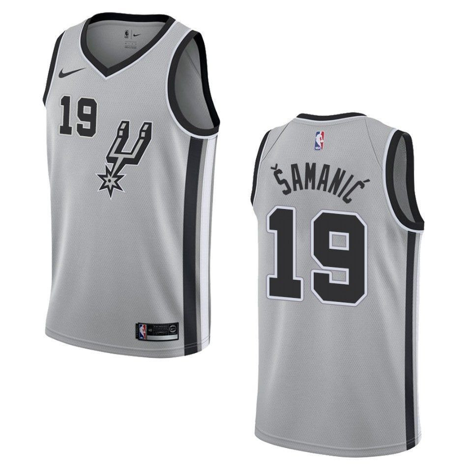 San Antonio Spurs 19 Luka Samanic Statement Swingman Gray NBA Jersey Men's