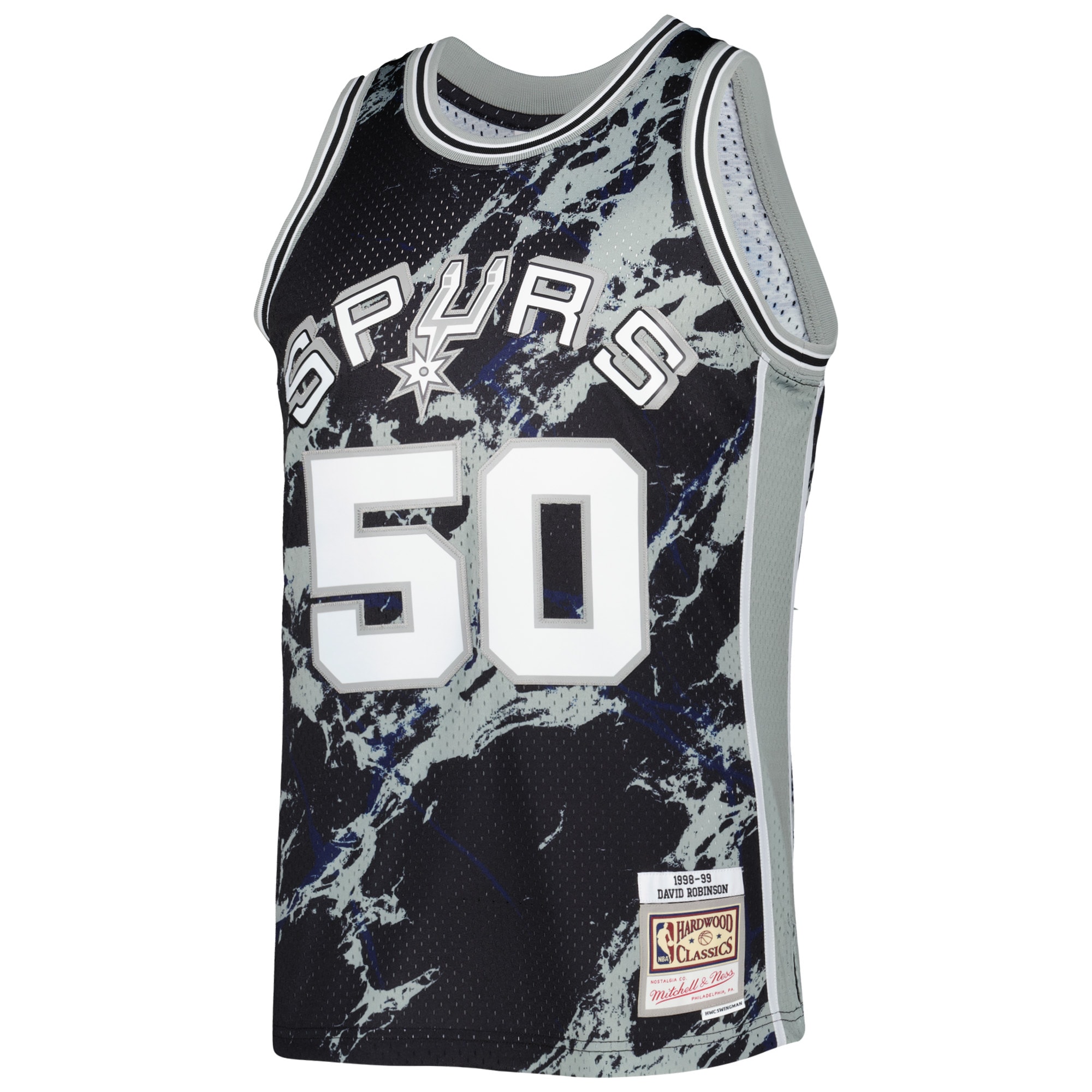 Mitchell Ness David Robinson Black San Antonio Spurs 1998/99 Hardwood Classics Marble Swingman NBA Jersey Men's