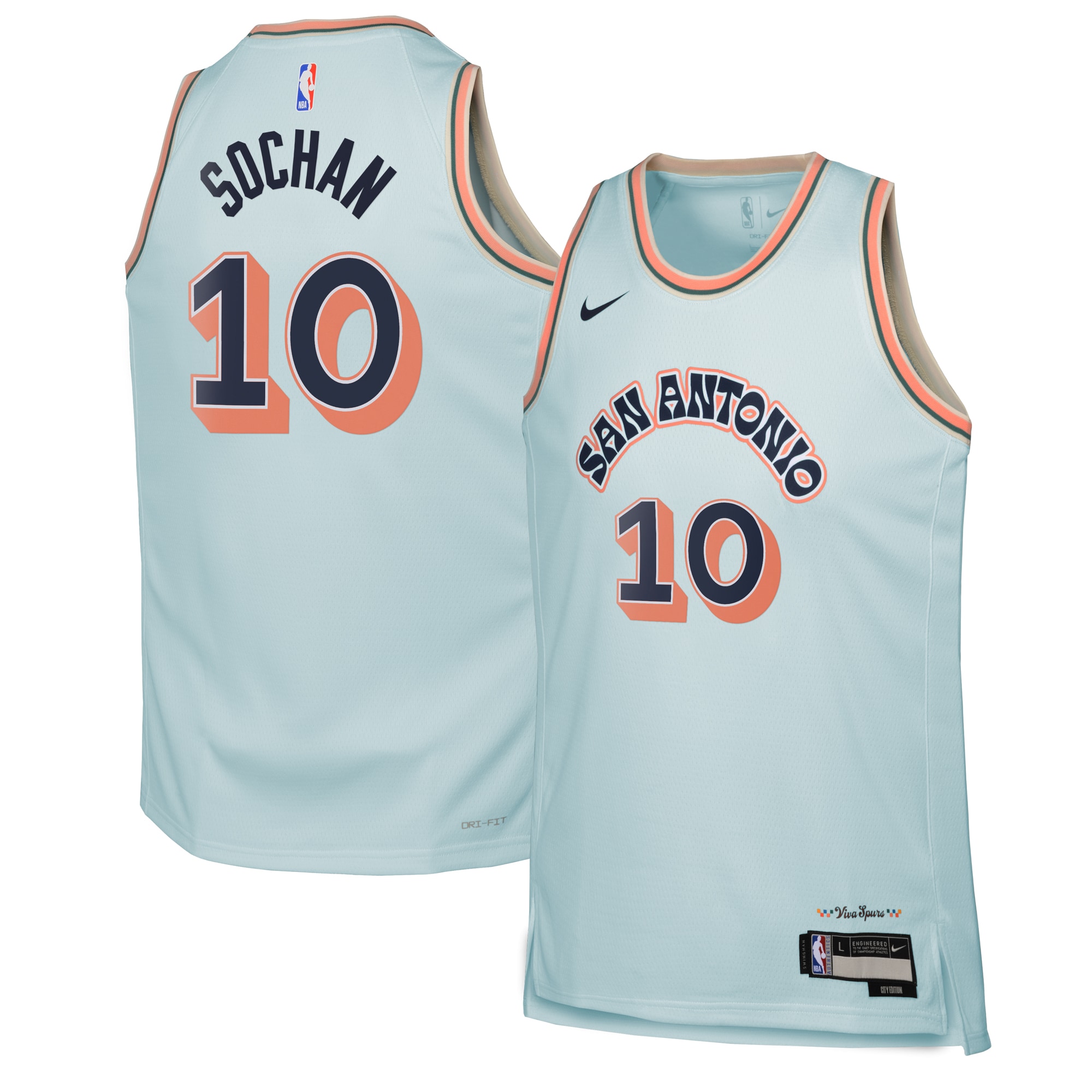 San Antonio Spurs City Edition Swingman 2024 Blue Jeremy Socha NBA Jersey Youth