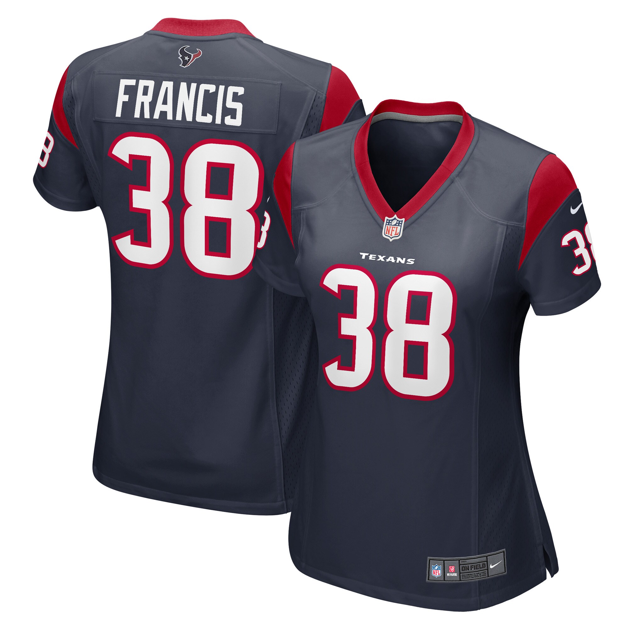 Houston Texans Jacobi Francis Navy Game Player NFL Jersey Women's