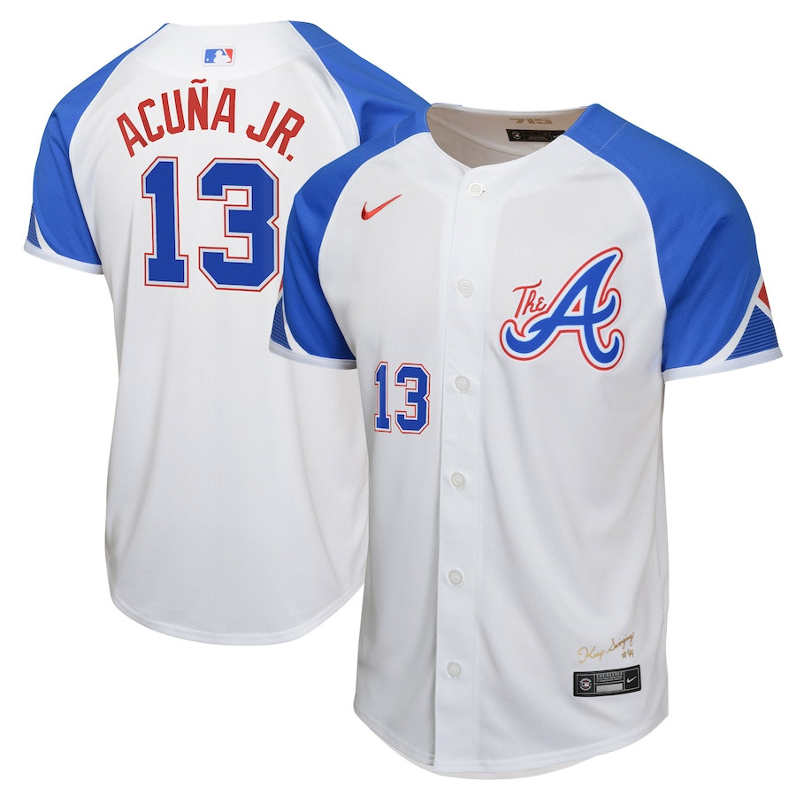 Ronald Acu?a Jr. 13 Atlanta Braves City Connect Limited White MLB Jersey Youth