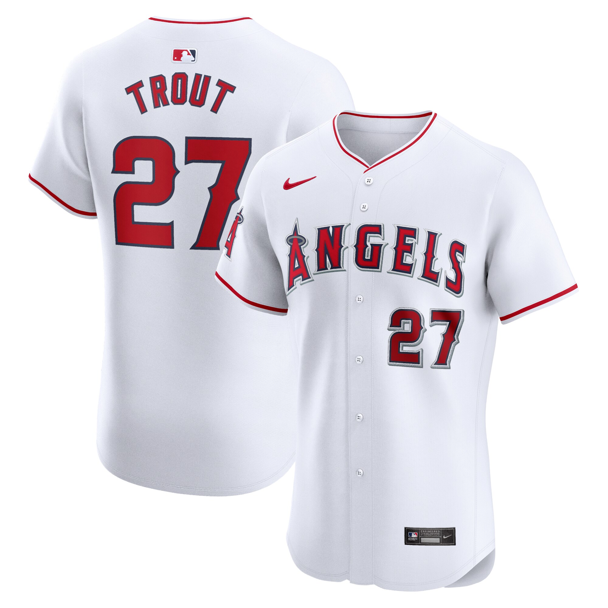 Los Angeles Angels Mike Trout White Home Elite Player MLB Jersey Men's