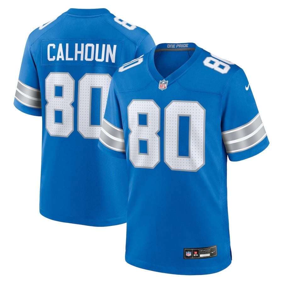 Jalon Calhoun 80 Detroit Lions Game Blue NFL Jersey Men's