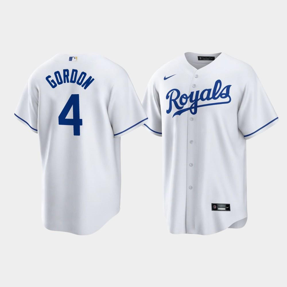 Alex Gordon 4 Kansas City Royals White Home Player MLB Jersey Men's