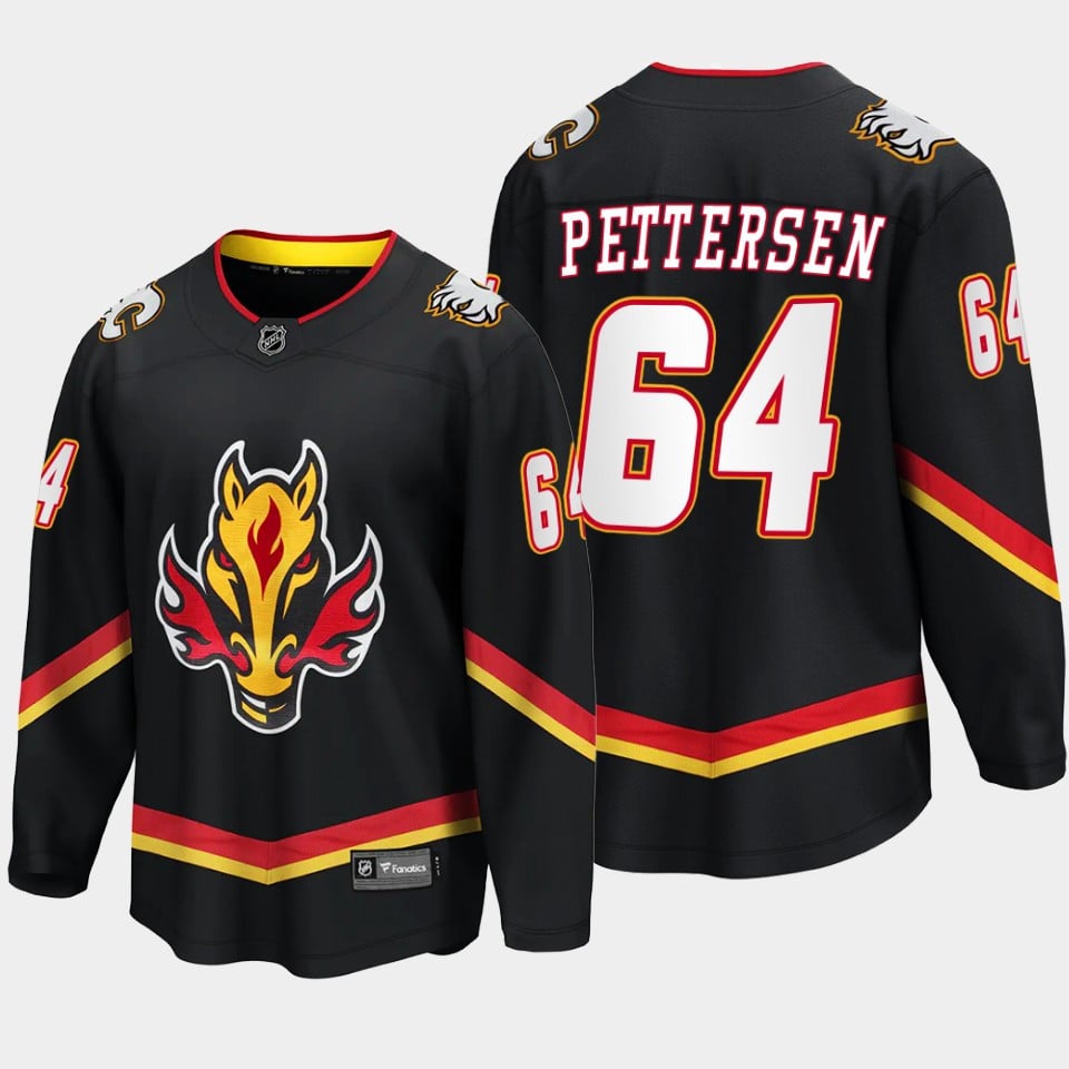 Calgary Flames Emilio Pettersen 64 Alternate Black Breakaway Player NHL Jersey Men's
