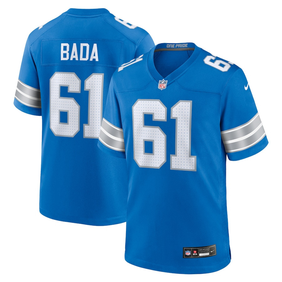 David Bada 61 Detroit Lions Team Game Blue NFL Jersey Men's