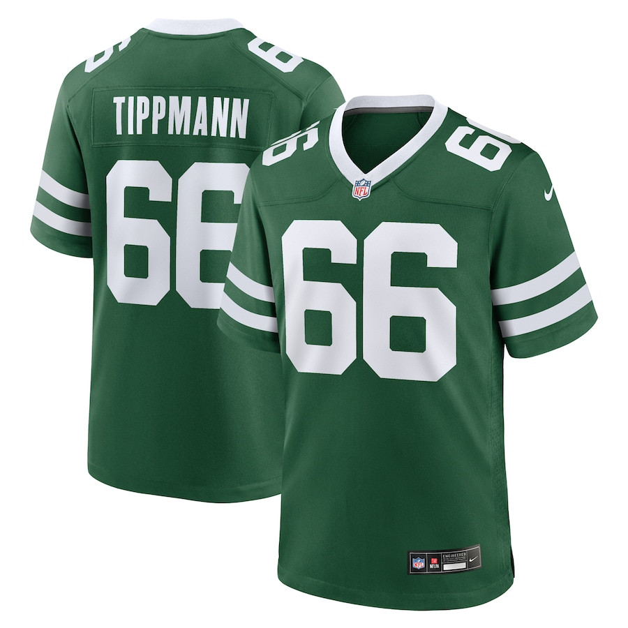 Joe Tippmann 66 New York Jets Team Game Legacy Green NFL Jersey Men's