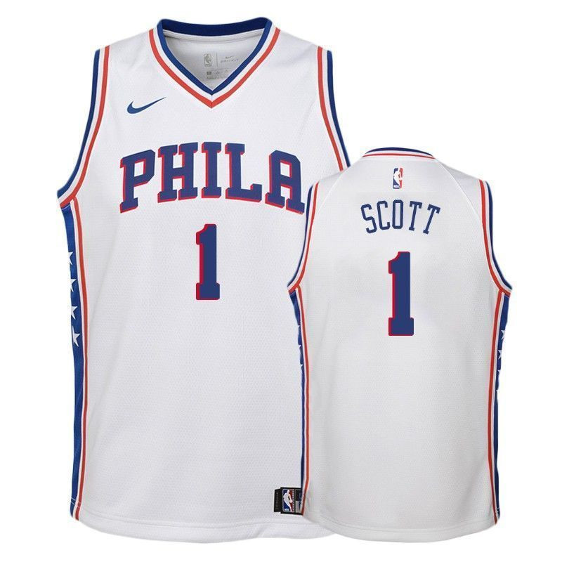 76ers Mike Scott 1 Associatio White NBA Jersey Youth