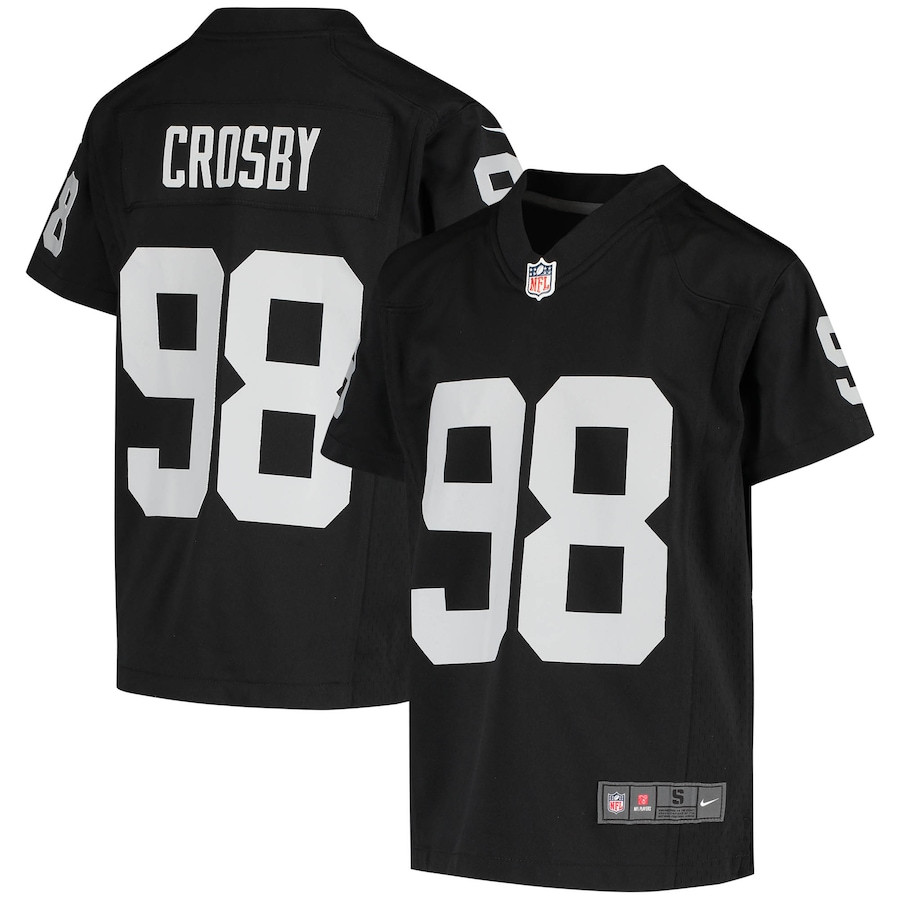 Maxx Crosby 98 Las Vegas Raiders Game Black NFL Jersey Youth