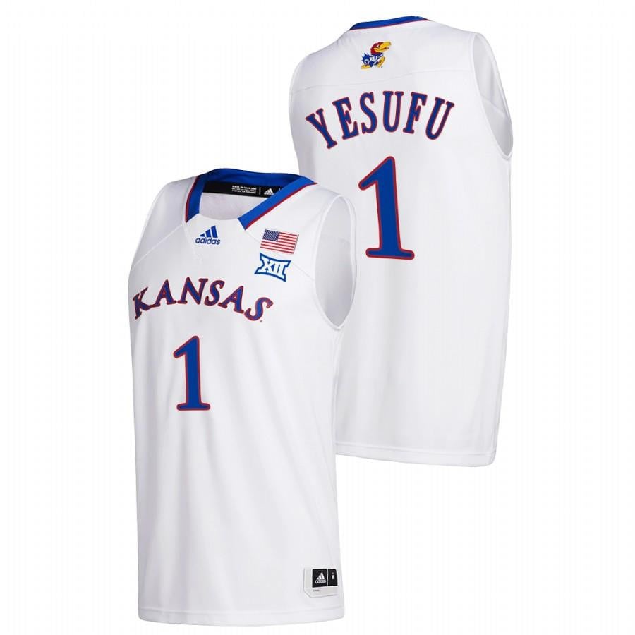 Joseph Yesufu 1 Kansas Jayhawks 202 White College Home NCAA Jersey Men's