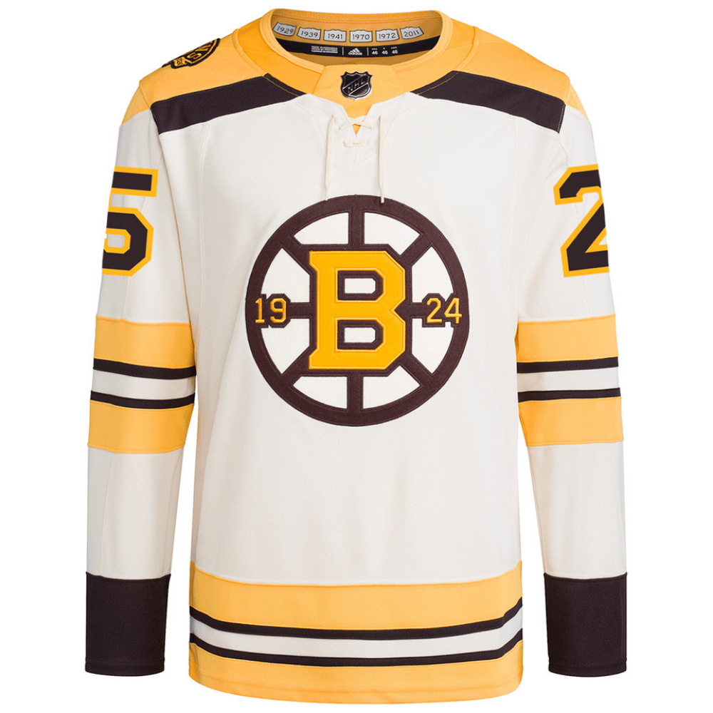 Brandon Carlo 25 Boston Bruins 100th Anniversary Primegreen Third Cream NHL Jersey Men's