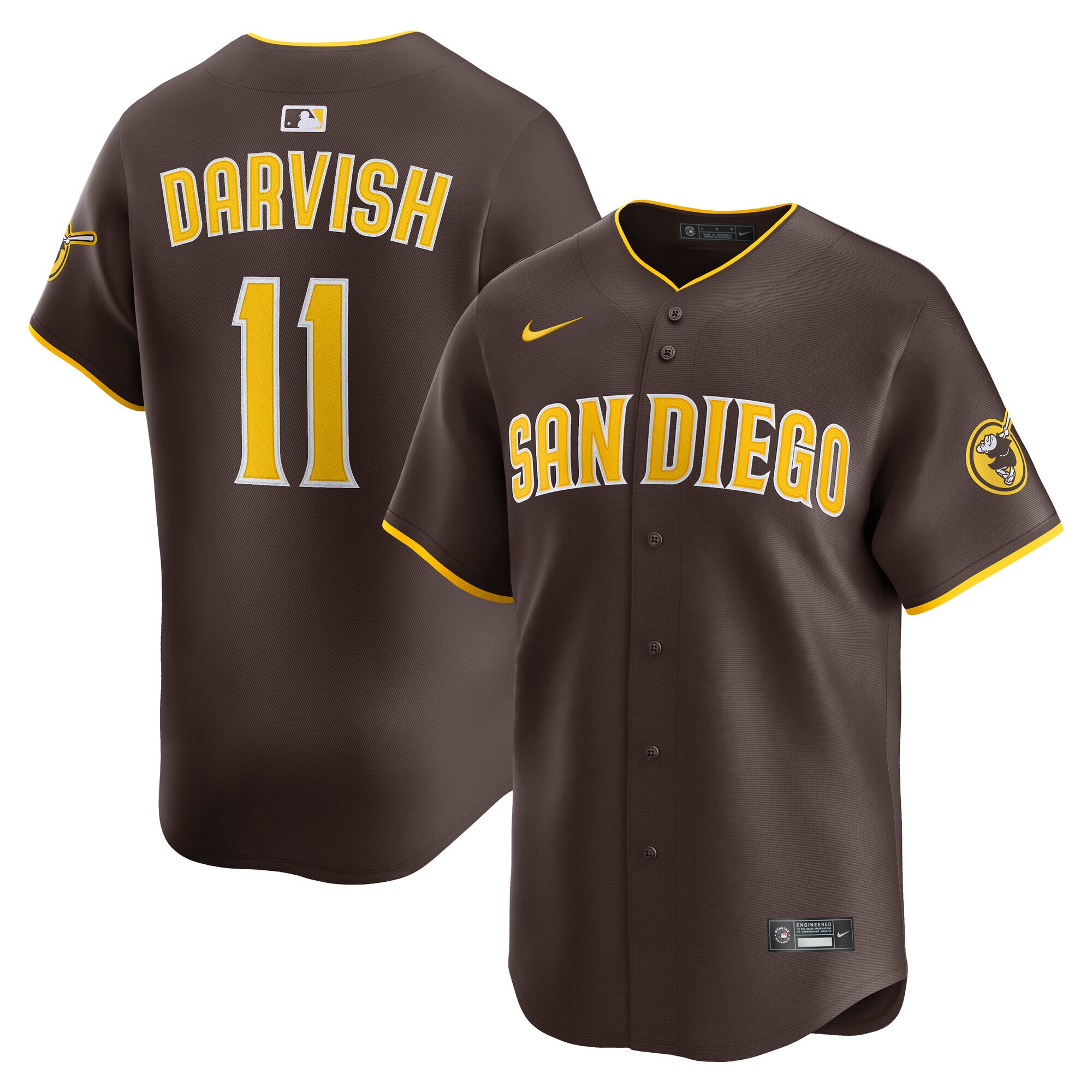 San Diego Padres Yu Darvish Brown Road Limited Player MLB Jersey Men's