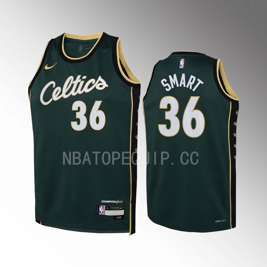 Boston Celtics Marcus Smart 36 City Edition Gree Swingman NBA Jersey Youth