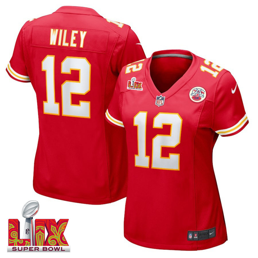Jared Wiley #12 Kansas City Chiefs Super Bowl LIX Red NFL Jersey Women's