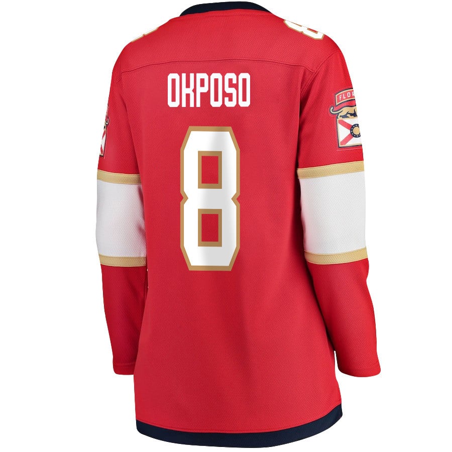 Kyle Okposo 8 Florida Panthers 2024 STANLEY CUP Final Home Breakaway Red NHL Jersey Women's