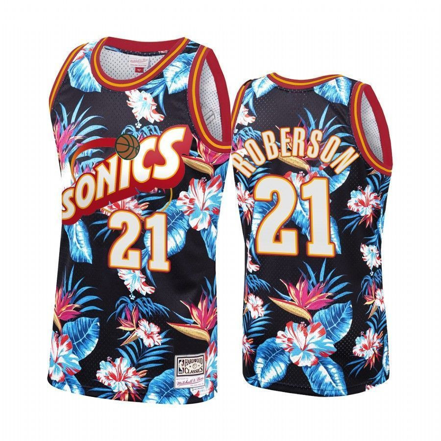 Oklahoma City Thunder Andre Roberson 21 Floral Fashion NBA Jersey Men's