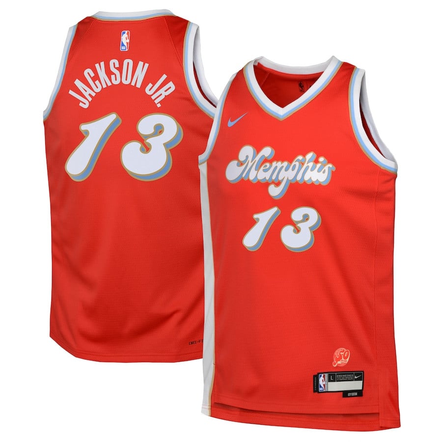 Jaren Jackson Jr. 13 Memphis Grizzlies 2024/25 Swingman Playe City Edition Red NBA Jersey Youth